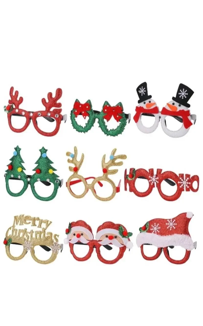 9 Pack Christmas Party Glasses Christmas Glitter Decoration Costume Eyeglasse...